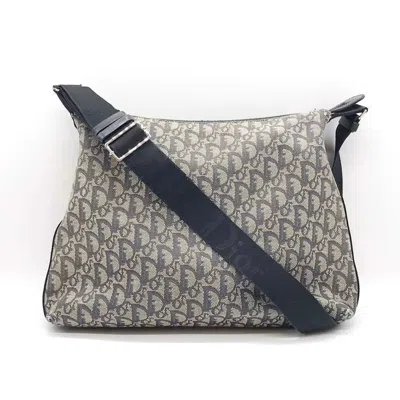 Pre-owned Dior Christian  Gray Navy Trotter Canvas Shoulder Bag ()