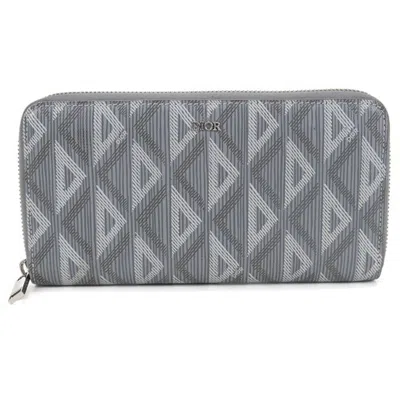 Pre-owned Dior Christian  Gray Pvc Long Wallet (bi-fold) ()
