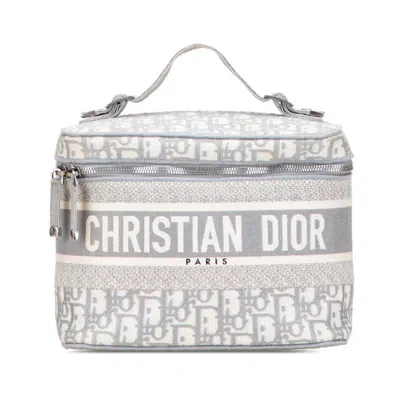Pre-owned Dior Christian  Gray White Canvas Handbag Vanity Bag () In Multi