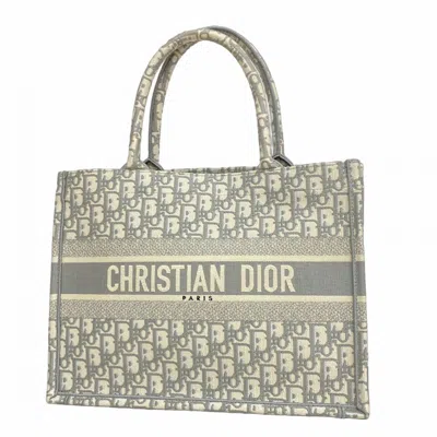 Pre-owned Dior Christian  Gray White Canvas Tote Bag () In Multi