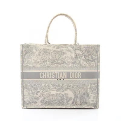 Pre-owned Dior Christian  Gray White Canvas Tote Bag () In Multi