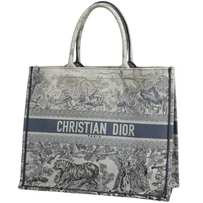 Pre-owned Dior Christian  Gray White Canvas Tote Bag () In Multi