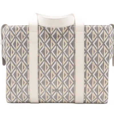 Pre-owned Dior Christian  Gray White Leather Tote Bag () In Multi