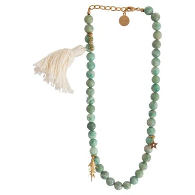 Pre-owned Dior Christian  Green Garden Jasper Beads Bracelet / Choker Necklace