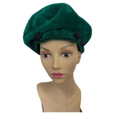 Pre-owned Dior Christian  Green Faux Fur Hat Beaded 1950s- 1960s