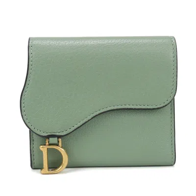 Pre-owned Dior Christian  Green Leather Wallet (tri-fold) ()