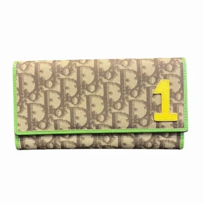 Pre-owned Dior Christian  Green Pvc Leather Long Wallet (bi-fold) ()