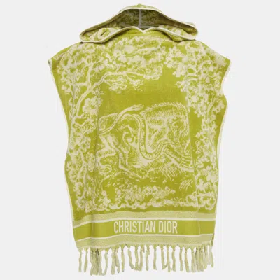 Pre-owned Dior Christian  Green Toile De Jouy Terry Hooded Poncho One Size