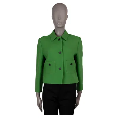 Pre-owned Dior Christian  Green Wool & Silk 2022 Cropped Jacket 40 M