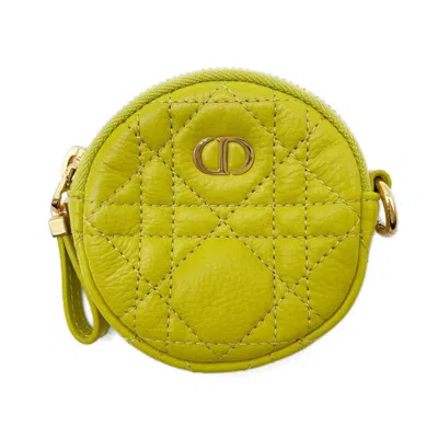 Pre-owned Dior Christian  Green Yellow Leather Coin Purse/coin Case () In Green, Yellow