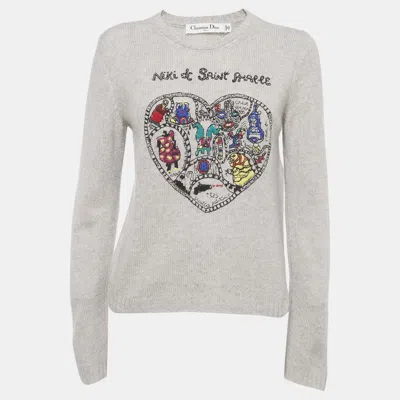Pre-owned Dior Christian  Grey Cashmere Knit Niki De Saint Phalle Sweater M In Gray
