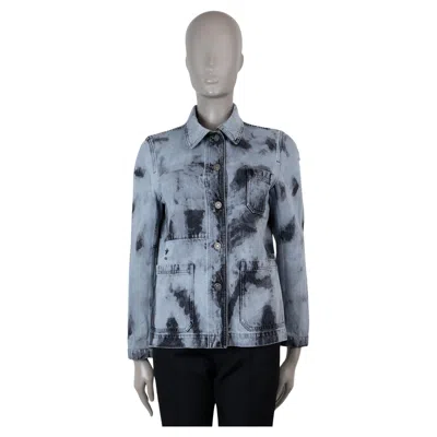 Pre-owned Dior Christian  Grey Cotton 2020 Bleached Tie-dye Denim Jacket 38 S In Gray