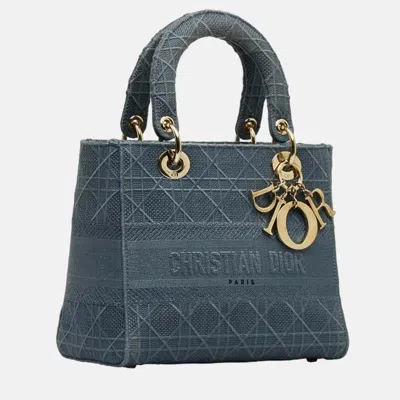 Pre-owned Dior Christian  Grey Medium Cannage Lady D-lite Bag