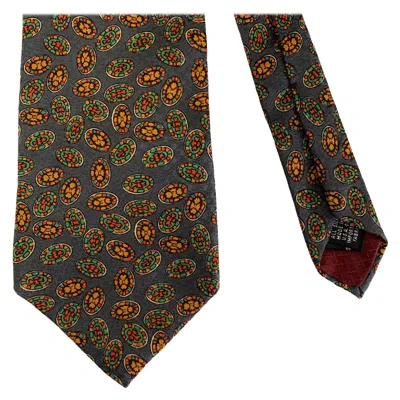 Pre-owned Dior Christian  Grey Multi-color Geometric Silk Tie In Gray