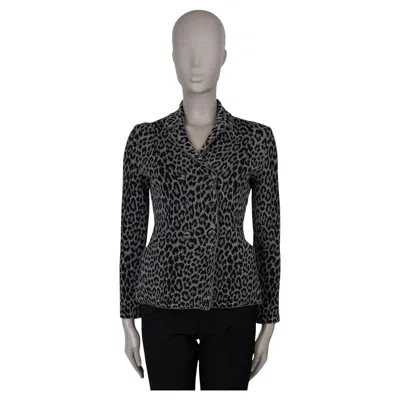 Pre-owned Dior Christian  Grey Viscose 2021 Mizza Leopard Bar Jacket 38 S In Gray