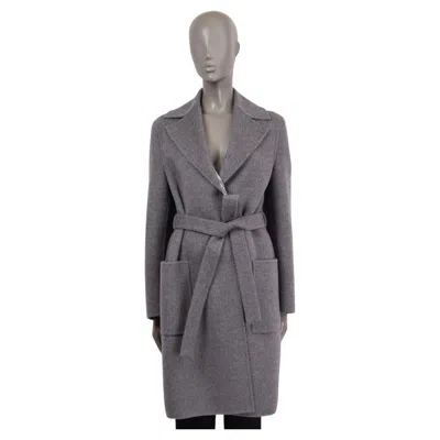 Pre-owned Dior Christian  Grey Wool Double Sided Belted Coat Jacket S In Gray