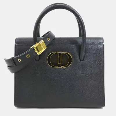 Pre-owned Dior Christian  Handbag Shoulder Bag 30 Montaigne Saint Honore Small Leather Black