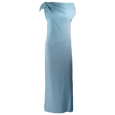 Pre-owned Dior Christian  Haute Couture Aqua Draped Gown Size 0 2 In Blue