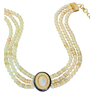 Pre-owned Dior Christian  Haute Couture Iconic Oval White Pearls Layers Choker Necklace