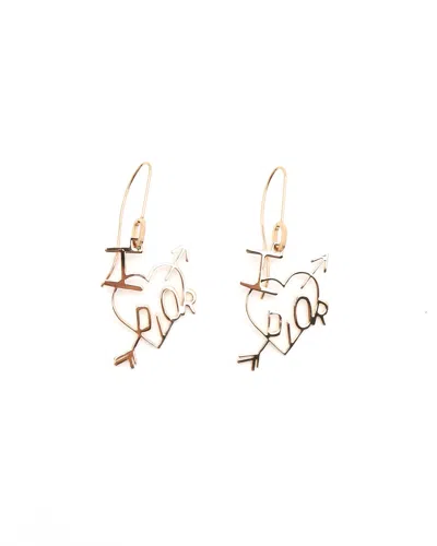 Dior Christian  Heart Arrow Earrings In Gold
