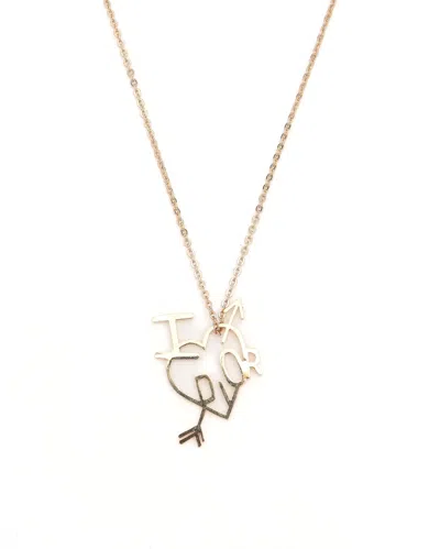 Dior Christian  Heart Logo Necklace In Gold