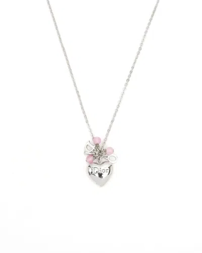Dior Christian  Heart Rhinestone Necklace In Brown