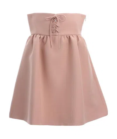 Dior Christian  High Waist Lace-up Skirt In Nude