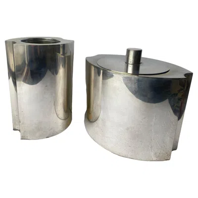 Pre-owned Dior Christian  Home , Rare Set 2 Ice Bucket And Wine Bottle Cooler Silver Plate