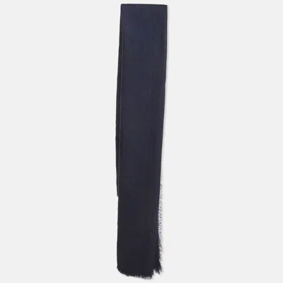 Pre-owned Dior Christian  Homme Navy Blue Oblique Wool Blend Scarf