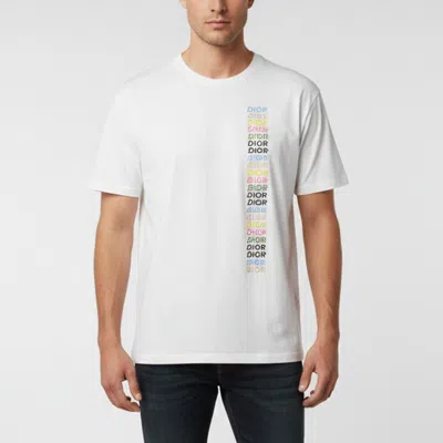Pre-owned Dior Christian  Homme White Logo Print Cotton Knit Crew Neck T-shirt L