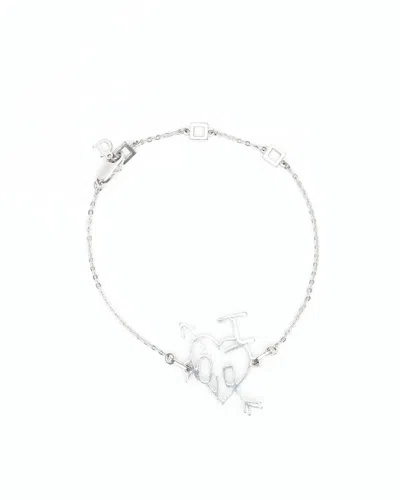 Dior Christian  I Love Heart Bracelet In Silver