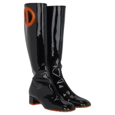 Pre-owned Dior Christian  Idole Boots, Runway Ss22 Patent Leather Size 39 In Black