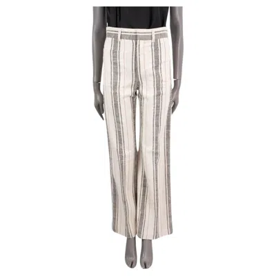 Pre-owned Dior Christian  Ivory Black Red Cotton & Silk 2021 Stripe Pants 34 Xs In White