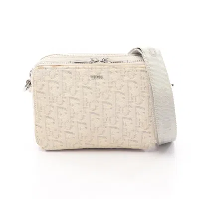 Pre-owned Dior Christian  Ivory Canvas Shoulder Bag () In White