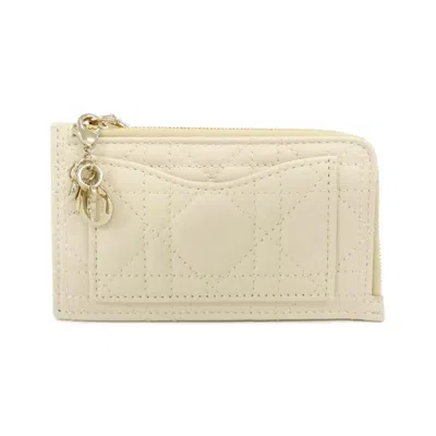 Pre-owned Dior Christian  Ivory Leather Coin Purse/coin Case () In White