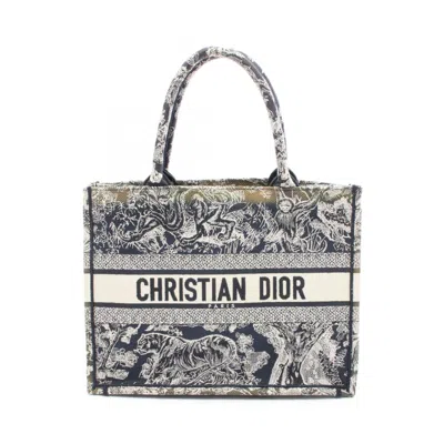 Pre-owned Dior Christian  Ivory Navy Canvas Tote Bag () In Multi