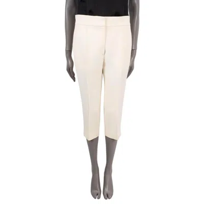 Pre-owned Dior Christian  Ivory Wool & Silk 2020 30 Montaigne Cropped Pants 38 S In White