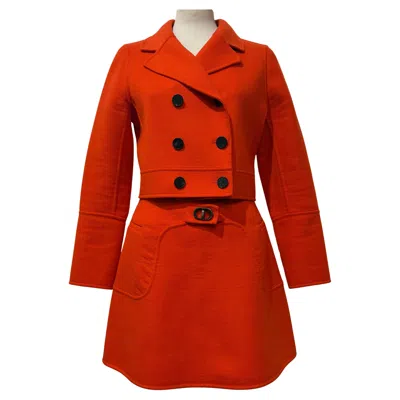 Pre-owned Dior Christian  Jacket And Mini Skirt Suit Size Fr 34 / It 38 In Red