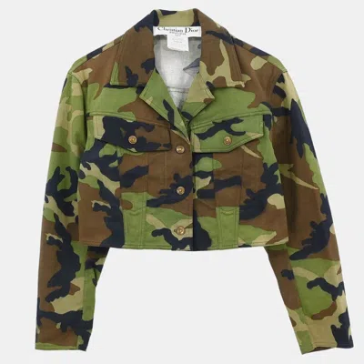 Pre-owned Dior Christian  Jacket Camouflage Khaki #38 In Green