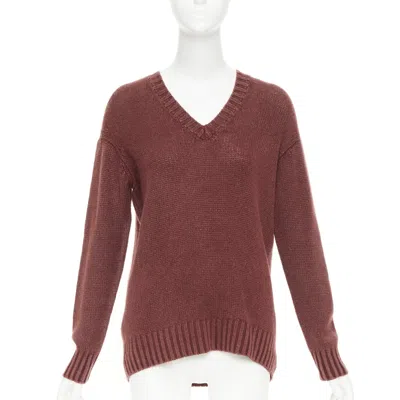 Pre-owned Dior Christian  J'a 8 Cashmere Rust Burgundy V-neck Pullover Sweater Fr34 Xs In Red