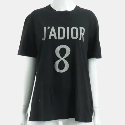 Pre-owned Dior Christian  J'a Black Cotton Short Sleeved Top Size L