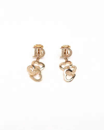 Dior Christian  J'a Clair D Lune Heart Earrings In Gold