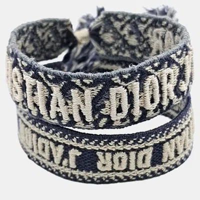Pre-owned Dior Christian  J'a Fabric Bracelet Set In Navy Blue