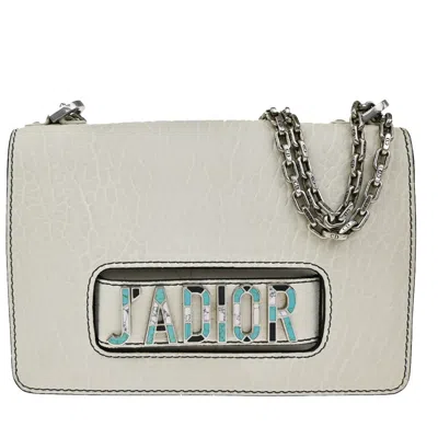 Pre-owned Dior Christian  J'a Flap Bag Canyon Grained Lambskin With Mosaic Detail White Leather Shoulder Ba