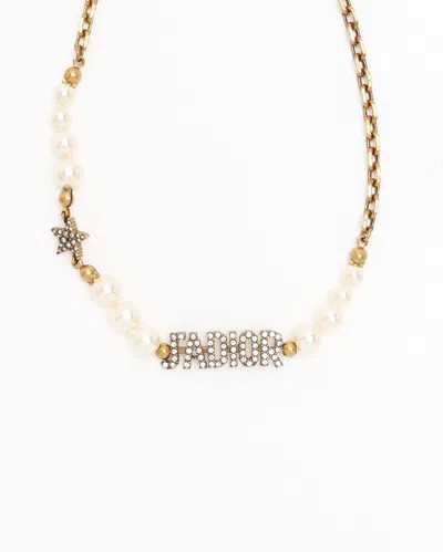 Dior Christian  J'a Pearl Choker In Gold
