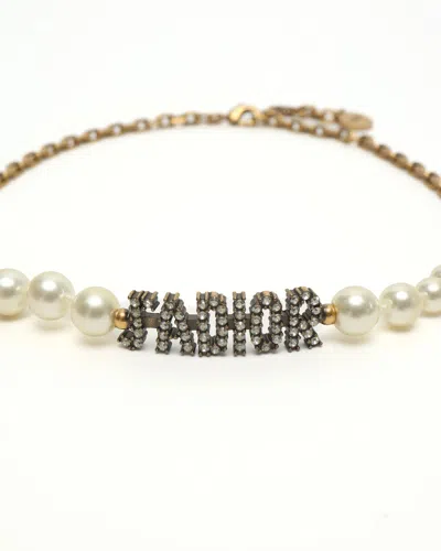 Dior Christian  J'a Pearl Choker In Gold