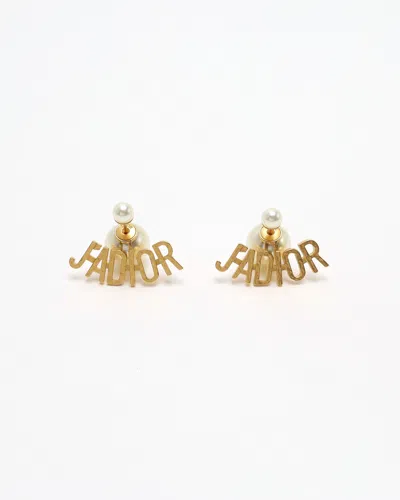 Dior Christian  J'a Pearl Tribales Earrings In Gold