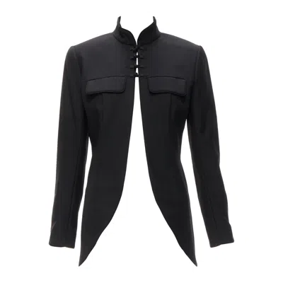 Pre-owned Dior Christian  John Galliano 1999 Runway Black Mao Mandarin Collar Jacket Fr38 M