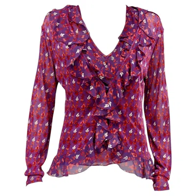 Pre-owned Dior Christian  John Galliano Floral Purple Blouse With Top Ensemble