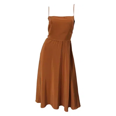 Pre-owned Dior Christian  John Galliano Size 8 / 10 Terra Cotta Tan Silk Vintage Slip Dress In Brown